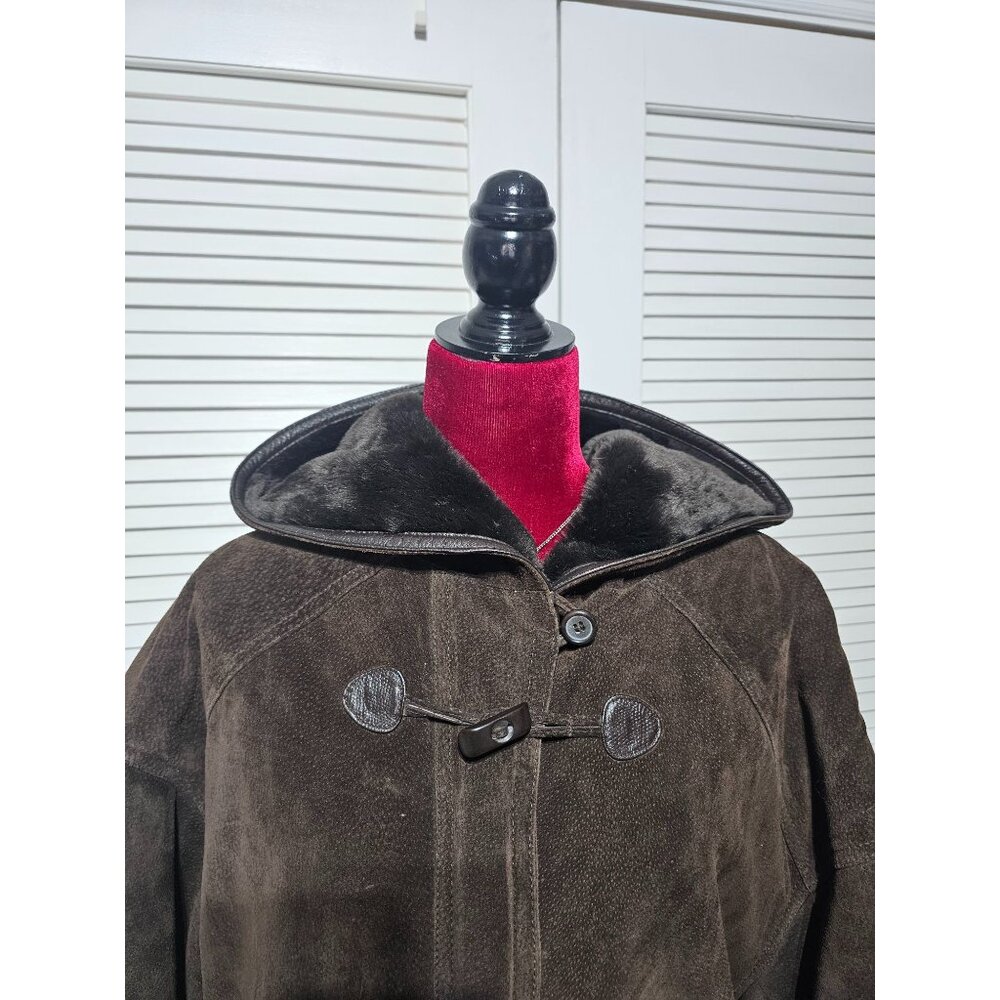 Vintage J Percy for Marvin Richards Women Brown Suede Faux Fur Parka Sz XL 3158 - Picture 13 of 16